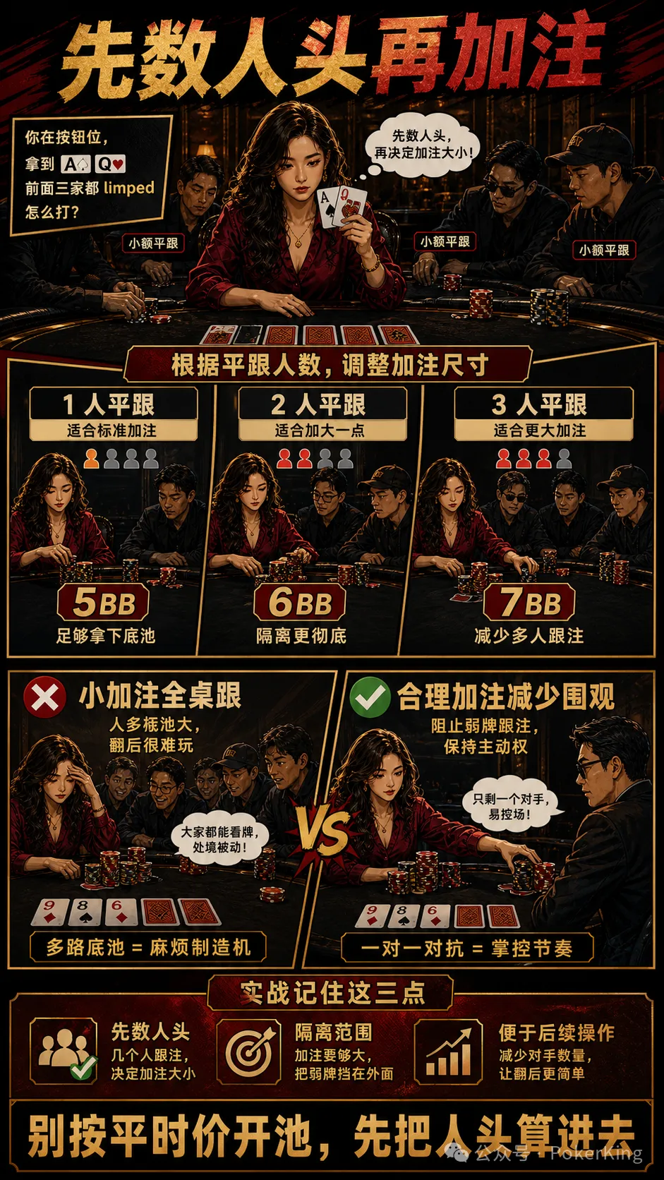 【掼蛋扑克】多人平跟后怎么加注？先数人头，再看牌和位置